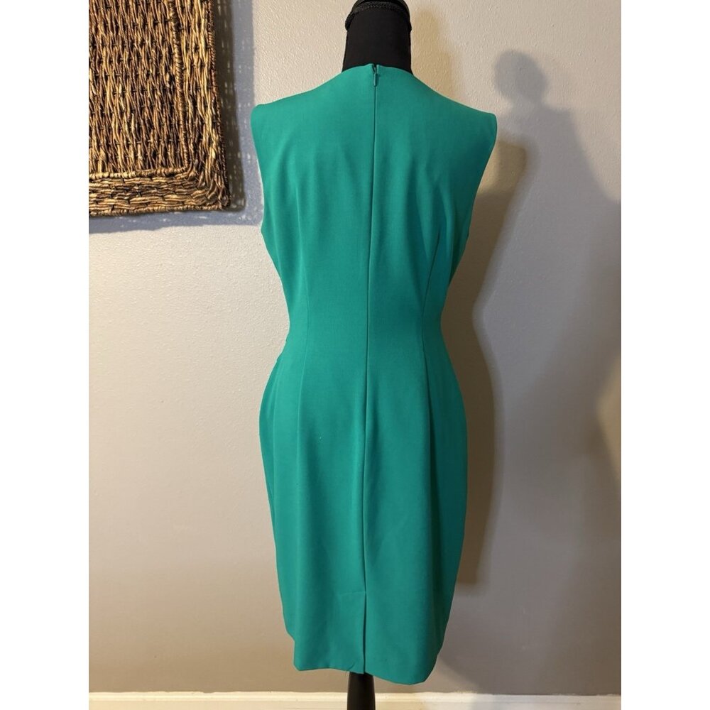 Calvin Klein Sheath Dress 6 Green Starburst Stretch Sleeveless Career - Picture 4 of 9
